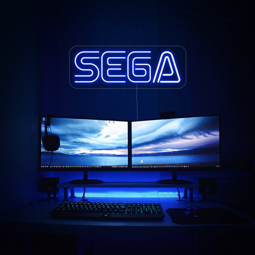 "Sega, Pelihuone" Neonkyltti