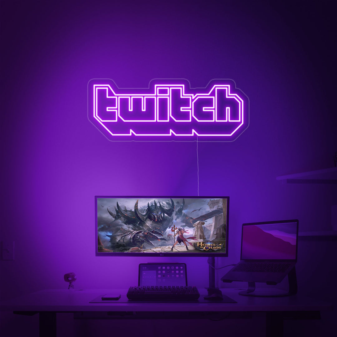 "Twitch, Peli Sisustus, Peli Seinätaide" Neonkyltti