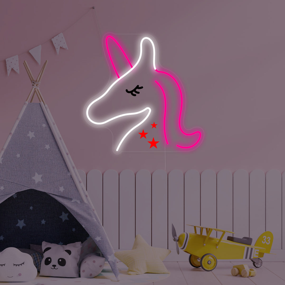 "Yksisarvinen, Lastenhuoneen Sisustus" Neonkyltti