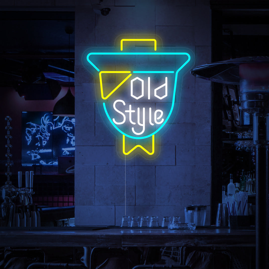 "Vintage Old Style Olutbaari" Neonkyltti