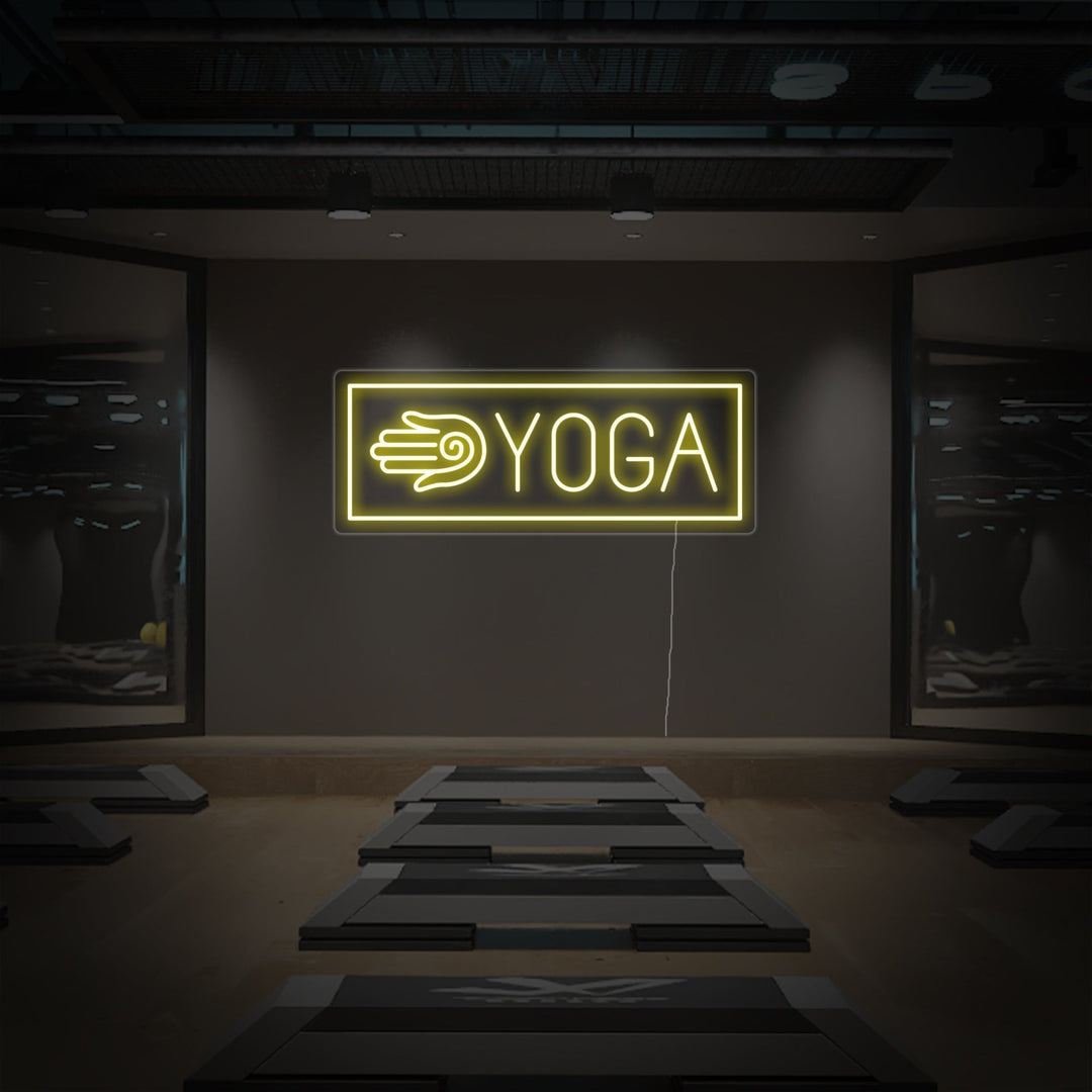 "Yoga, Hamsa-käsi" Neonkyltti