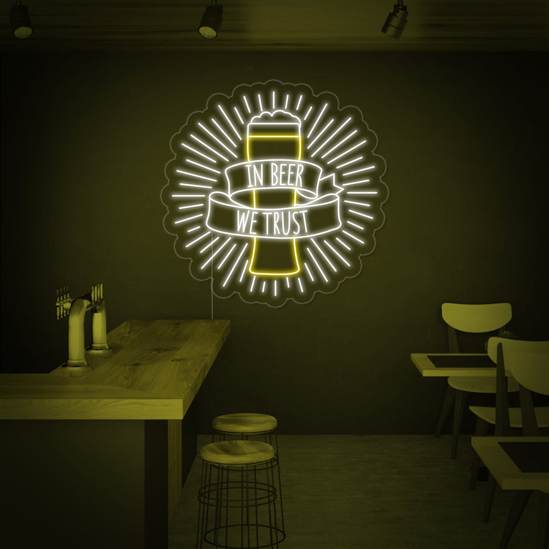 "In Beer We Trust Baari" Neonkyltti