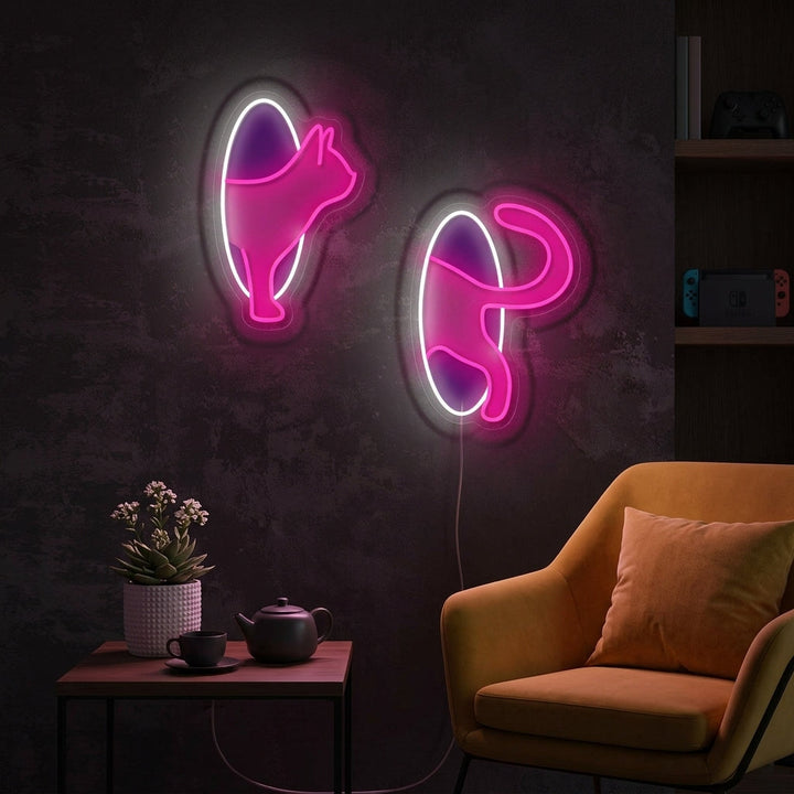"Kissa portaalissa" Neonkyltti