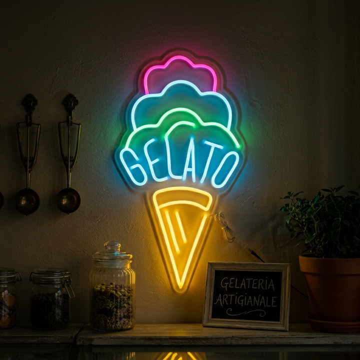 "Gelato, Jäätelö" Neonkyltti