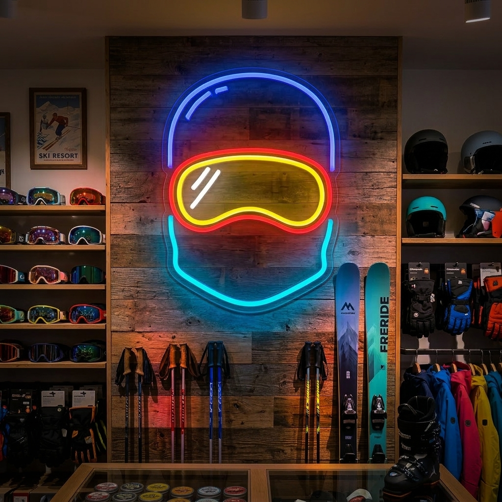 "Lumilautailija Lumimies" Neonkyltti