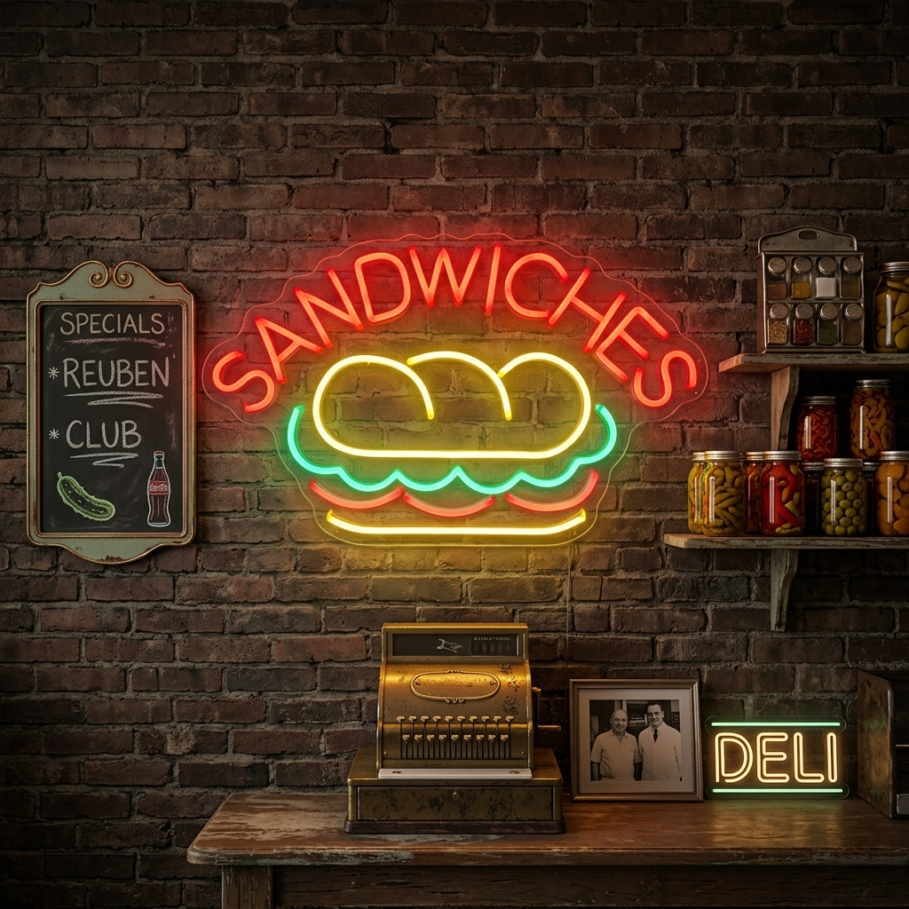 "SANDWICHES, Ruoka" Neonkyltti