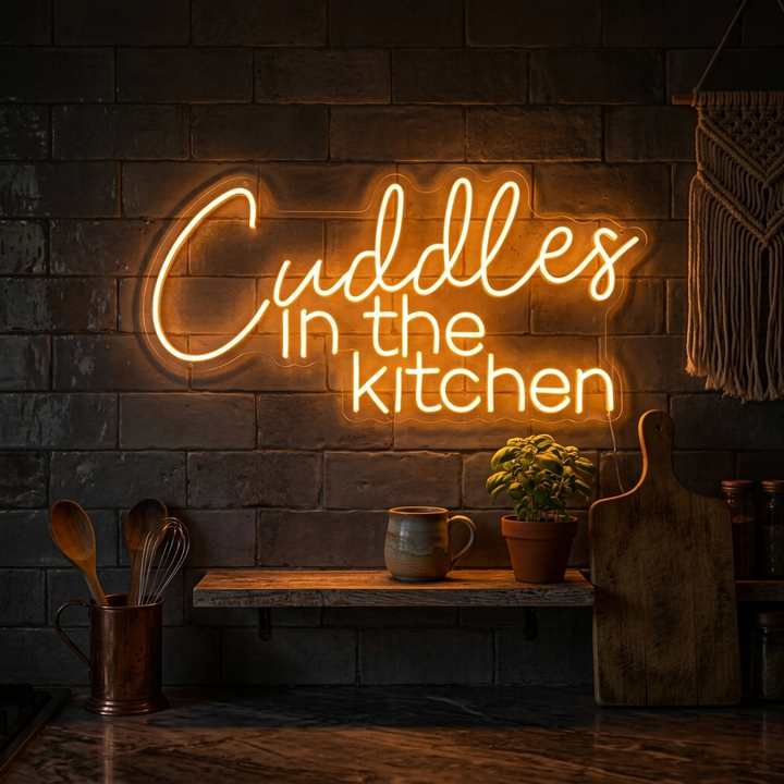 "Cuddles in the Kitchen" Neonkyltti