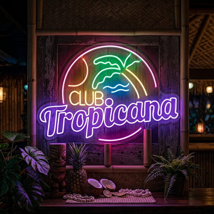 "Club Tropicana Ranta, Palmupuu, Baari" Neonkyltti
