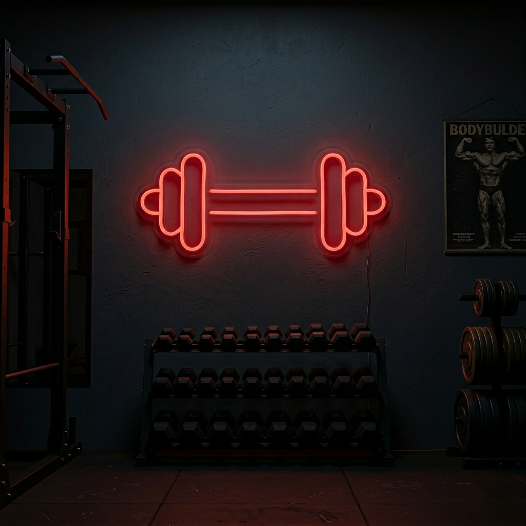 "Käsipaino Barbell Kuntosali, Kuntosali Sisustus, Fitness Sisustus" Neonkyltti