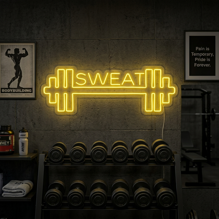 "Your Text, Custom Fitness, Custom Kuntosali" Neonkyltti