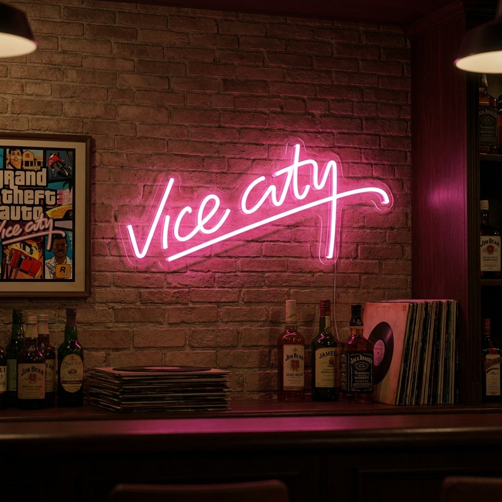 "Vice City, Pelihuoneen Sisustus" Neonkyltti