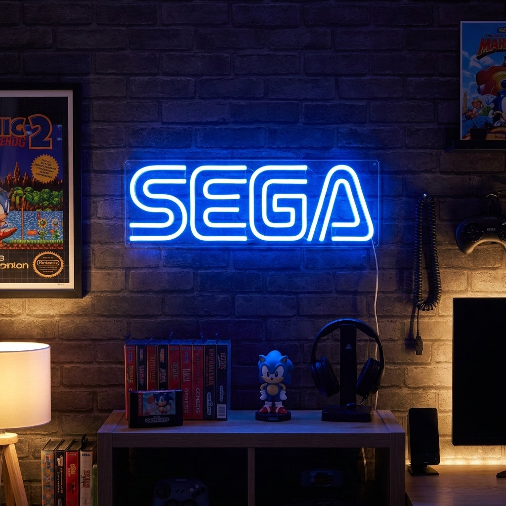 "Sega, Pelihuone" Neonkyltti