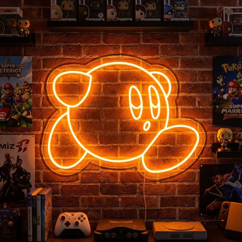 "Kirby, Kirby Huoneen Sisustus, Pelin Sisustus" Neonkyltti
