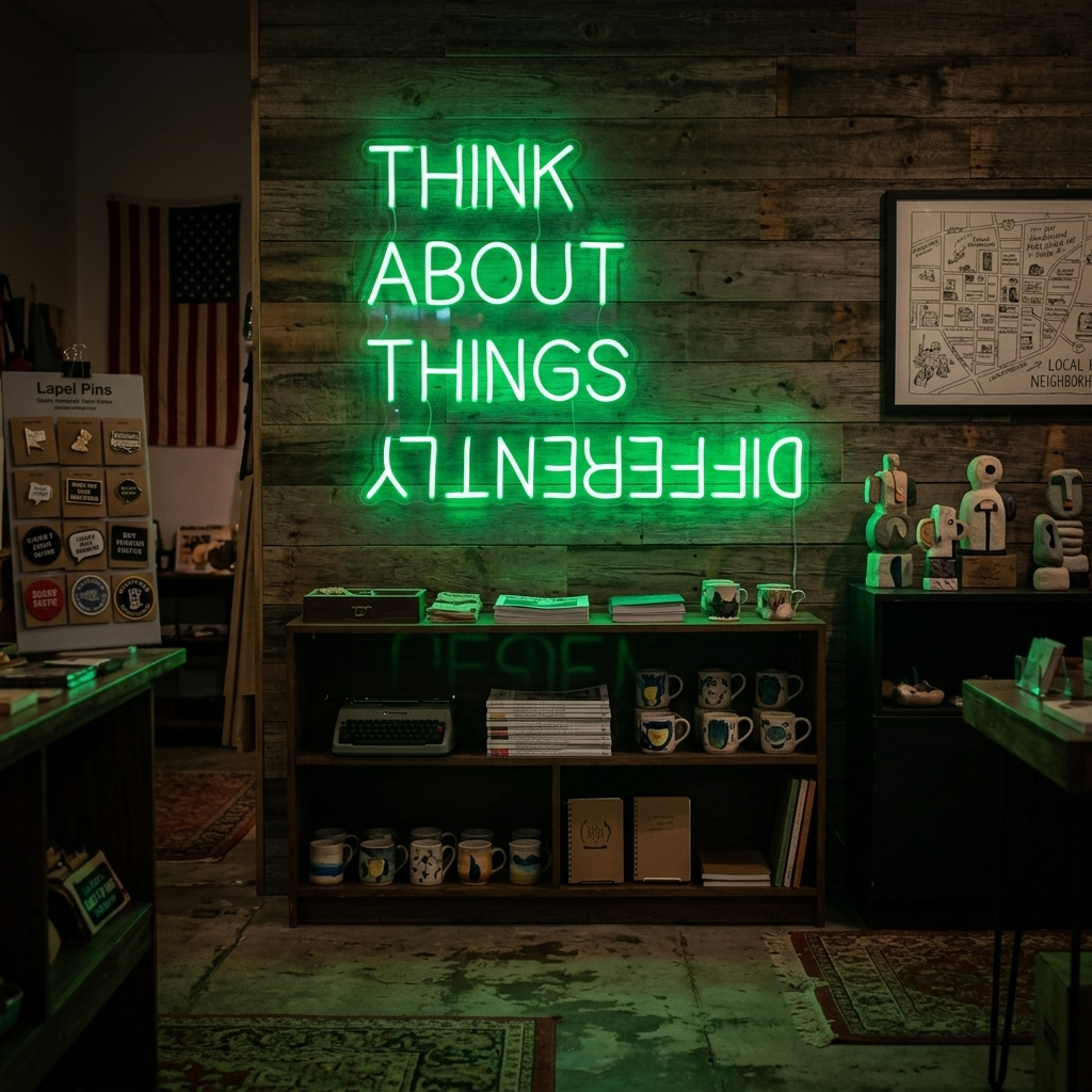 "Think About Things Differently" Neonkyltti