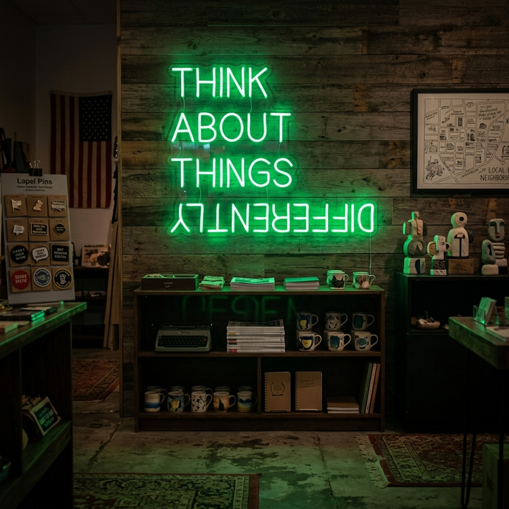"Think About Things Differently" Neonkyltti