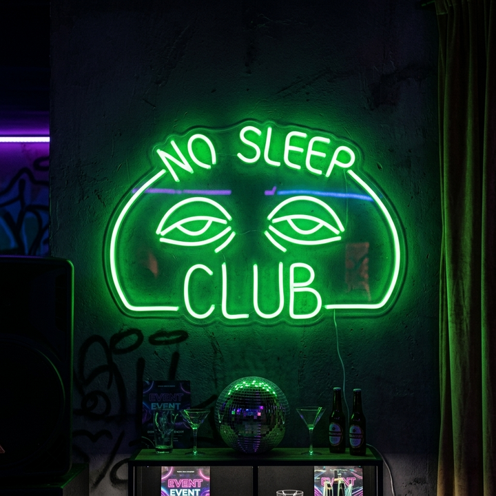 "No Sleep Club" Neonkyltti