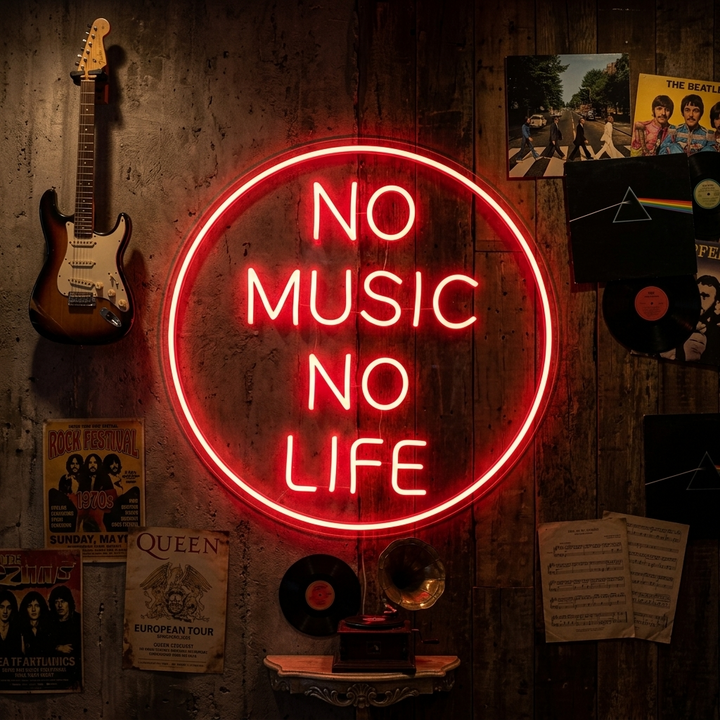 "No Music No Life" Neonkyltti