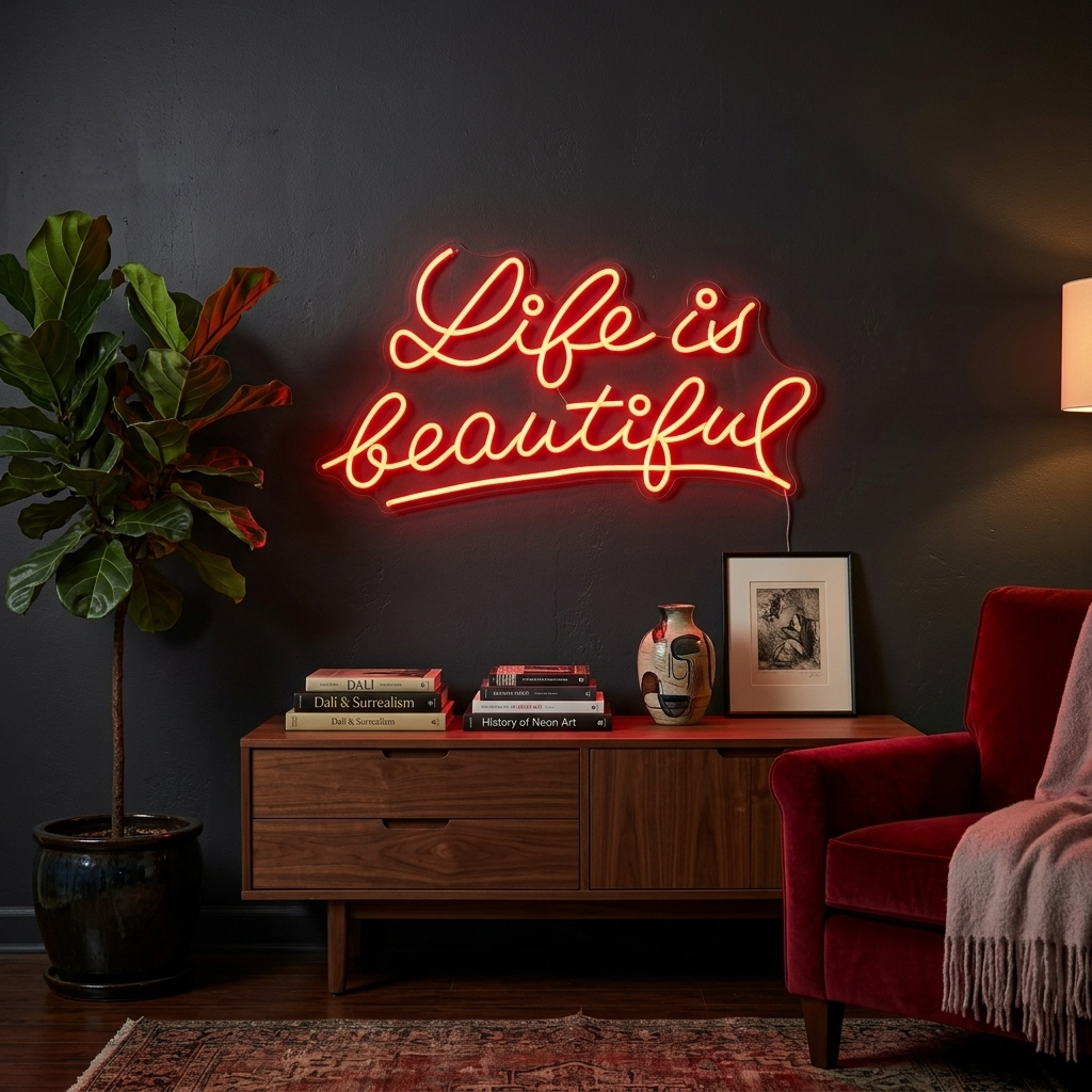 "Life is Beautiful" Neonkyltti