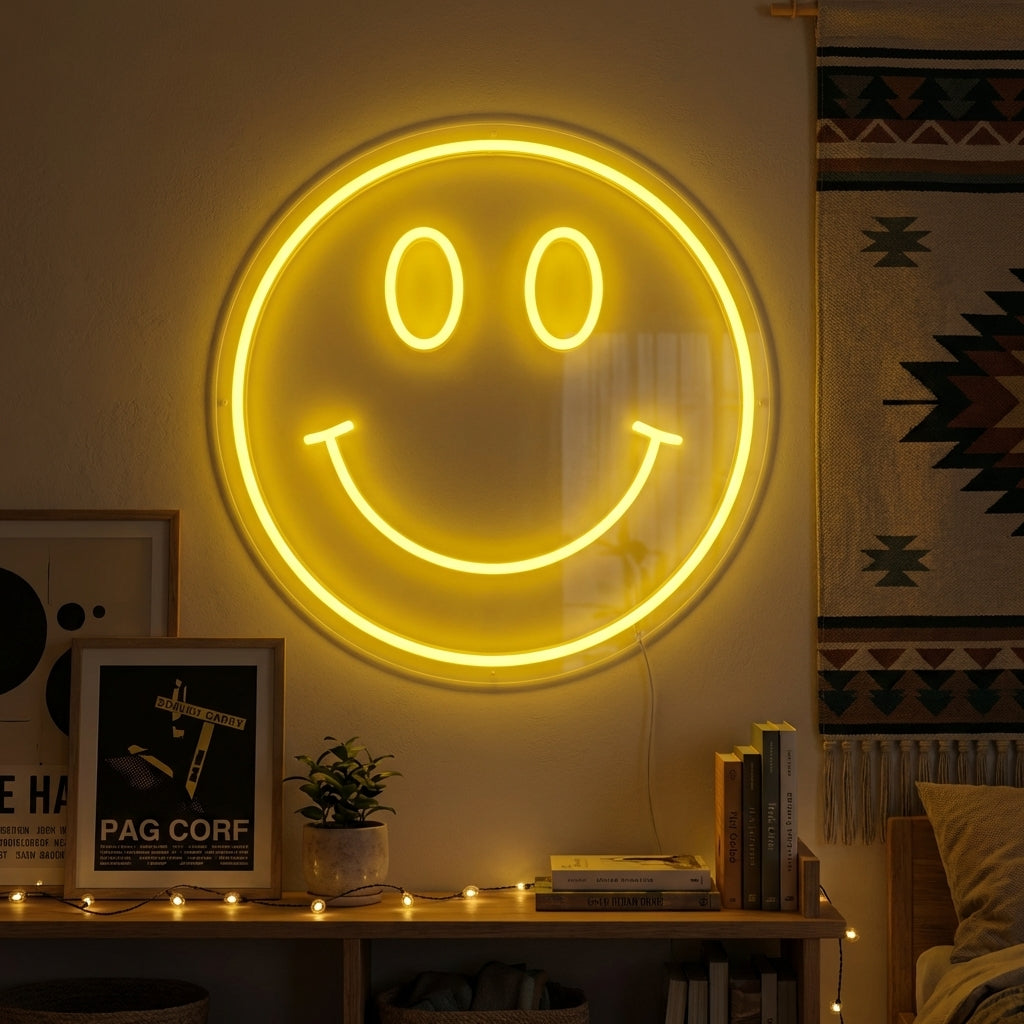 "Elementti Symboli Emoji Hymy Kasvot" Neonkyltti