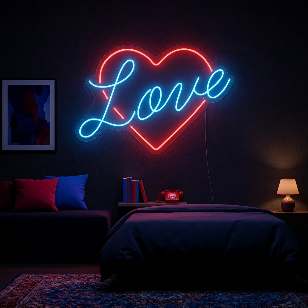 "Love, Sydän" Neonkyltti