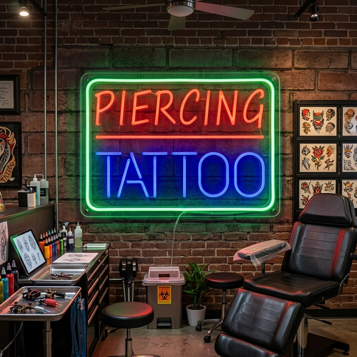 "Piercing Tattoo" Neonkyltti