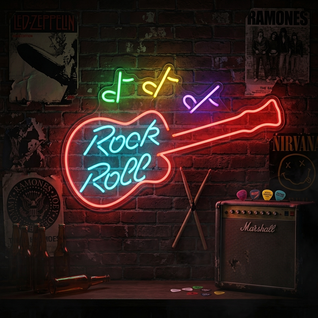 "Rock Roll" Neonkyltti