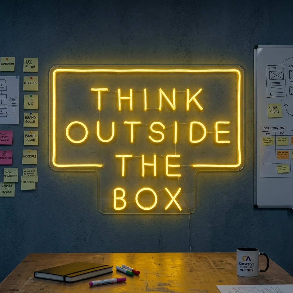 "Think Outside The Box" Neonkyltti