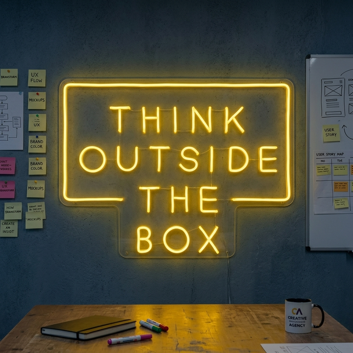"Think Outside The Box" Neonkyltti