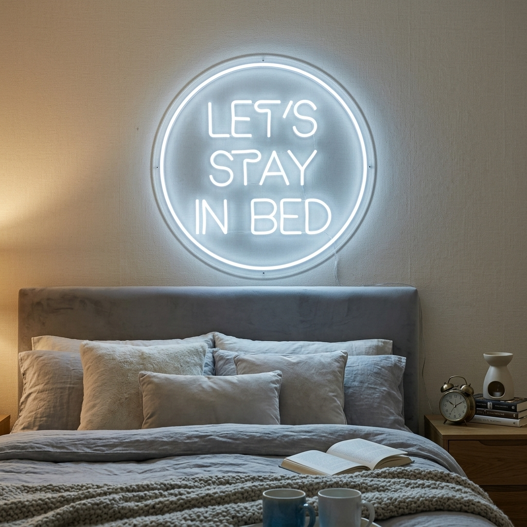"Lets Stay In Bed" Neonkyltti
