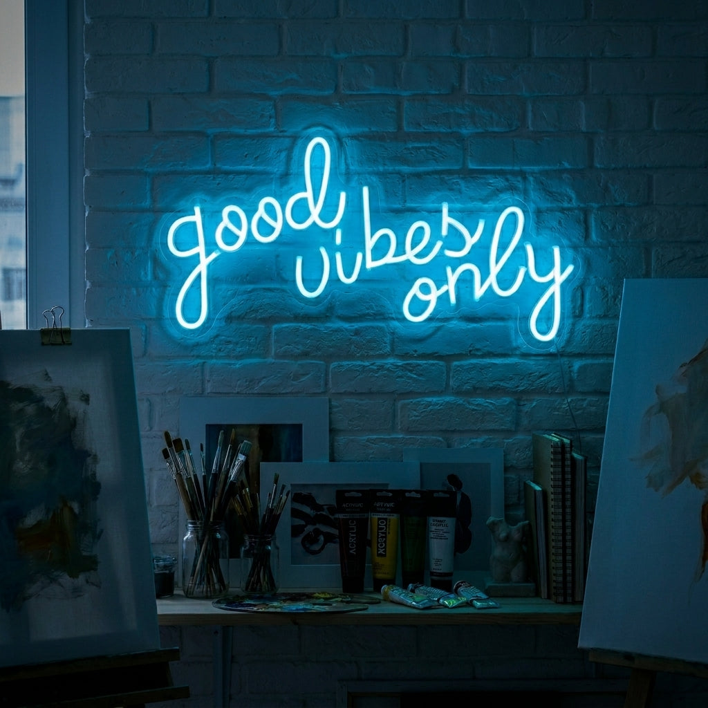 "GOOD VIBES ONLY" Neonkyltti