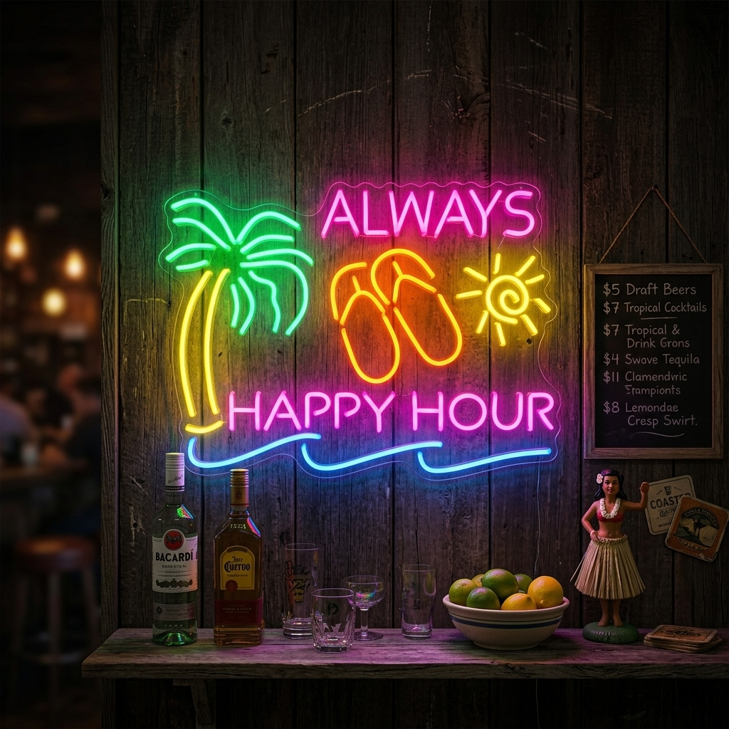 "Always Happy Hour" Neonkyltti