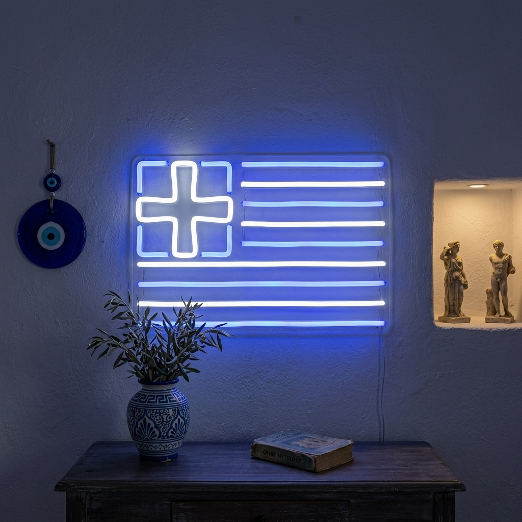 "Kreikan Lippu" Neonkyltti