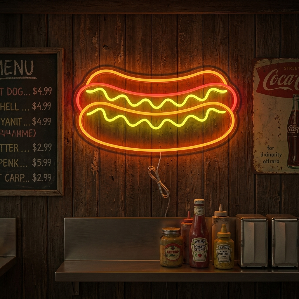 "Hotdog-Ravintolaruoka" Neonkyltti