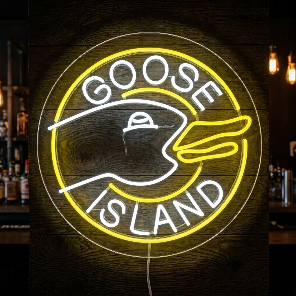 "Goose Island Olutbaari" Neonkyltti