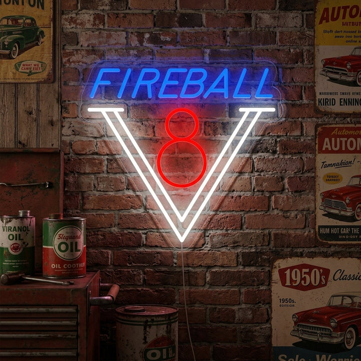 "1950-Luvun Fireball V8 Auto" Neonkyltti
