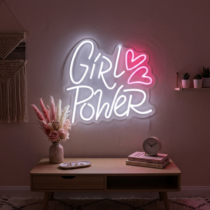 "Girl Power Hearts" Neonkyltti