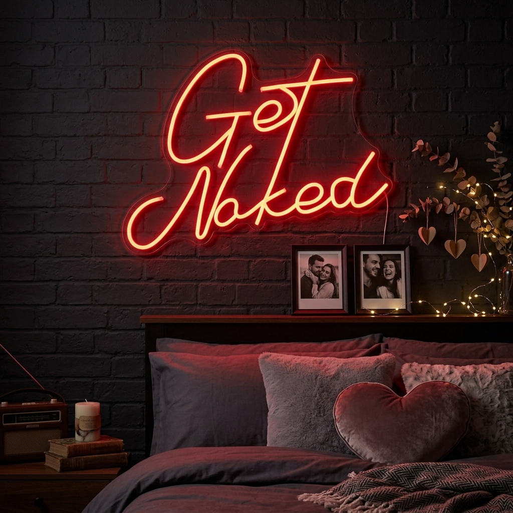 "Get Naked Bathroom" Neonkyltti