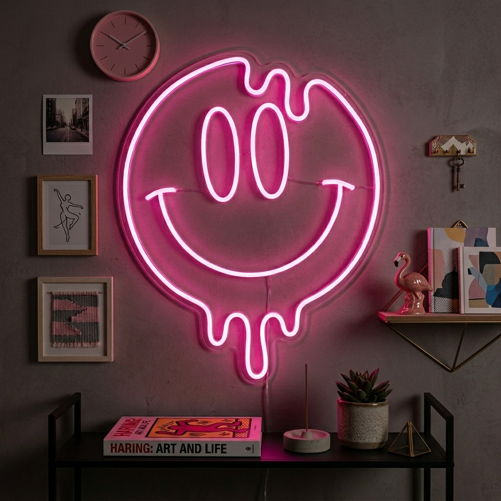 "Tippuva Hymiö-Emoji" Neonkyltti