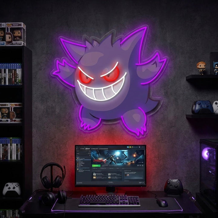 "Gengar, pelin sisustus" UV-tulostettu LED-neonkyltti