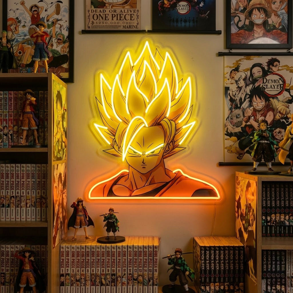 "Goku, anime" UV-tulostettu LED-neonkyltti