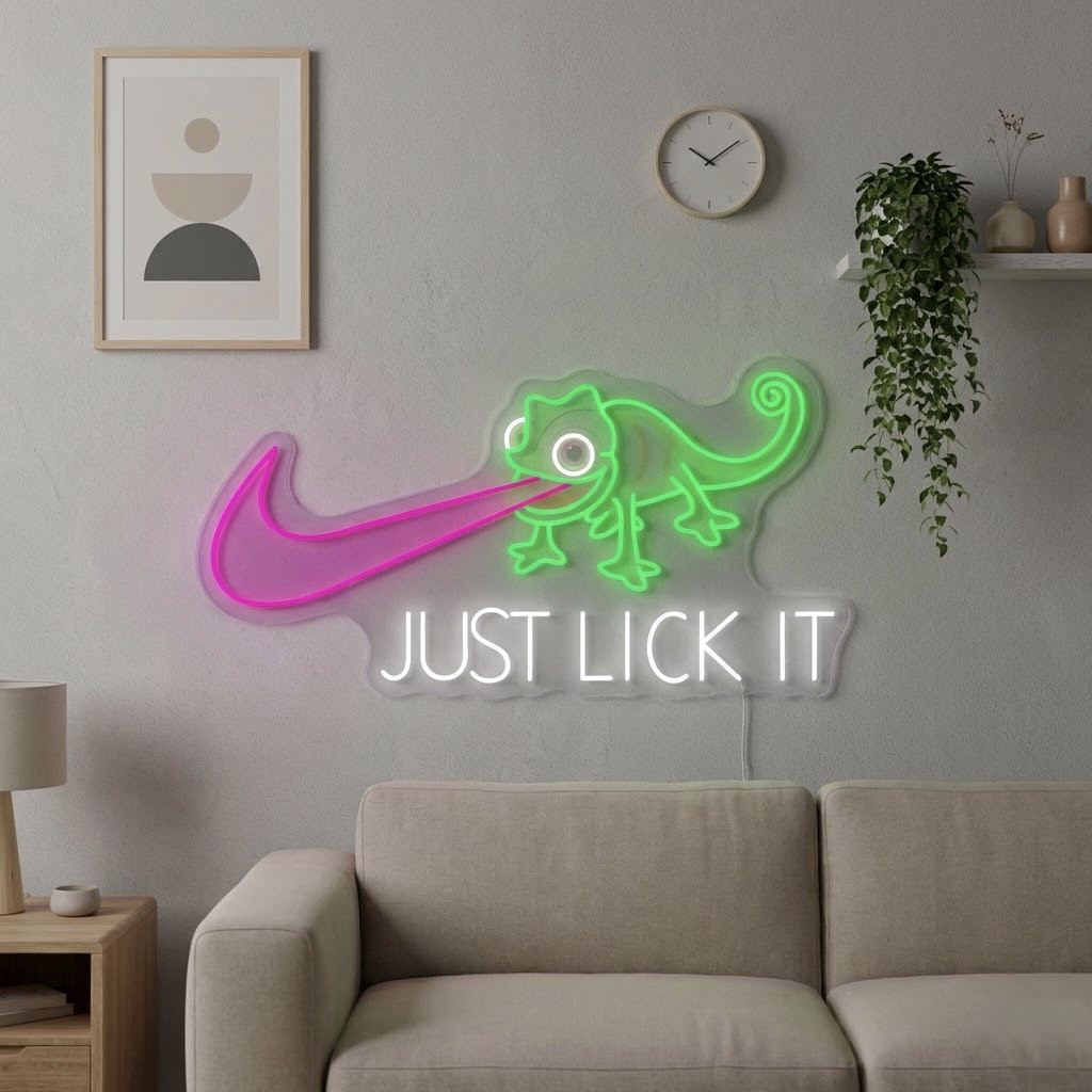 "Just Lick It" UV-tulostettu LED-neonkyltti