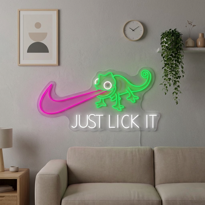 "Just Lick It" UV-tulostettu LED-neonkyltti