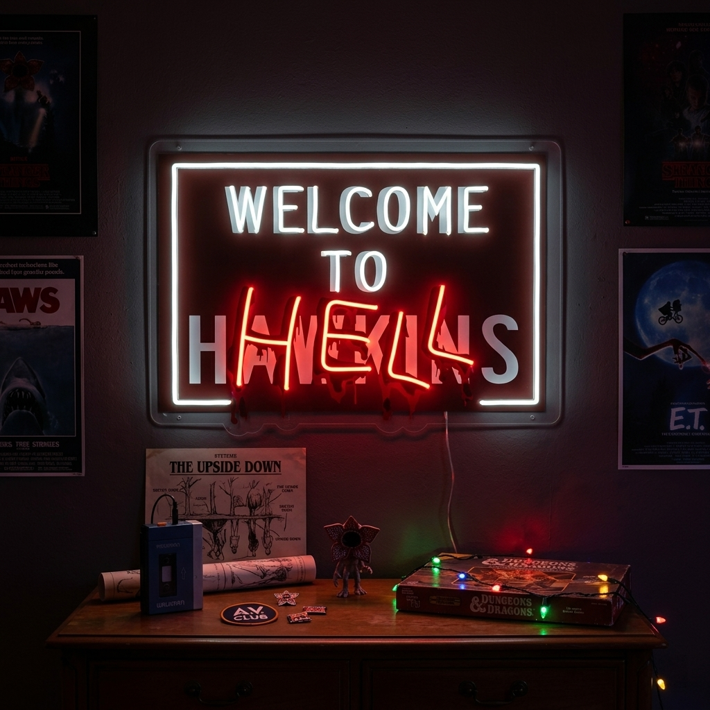 "Welcome To Hell" UV-tulostettu LED-neonkyltti