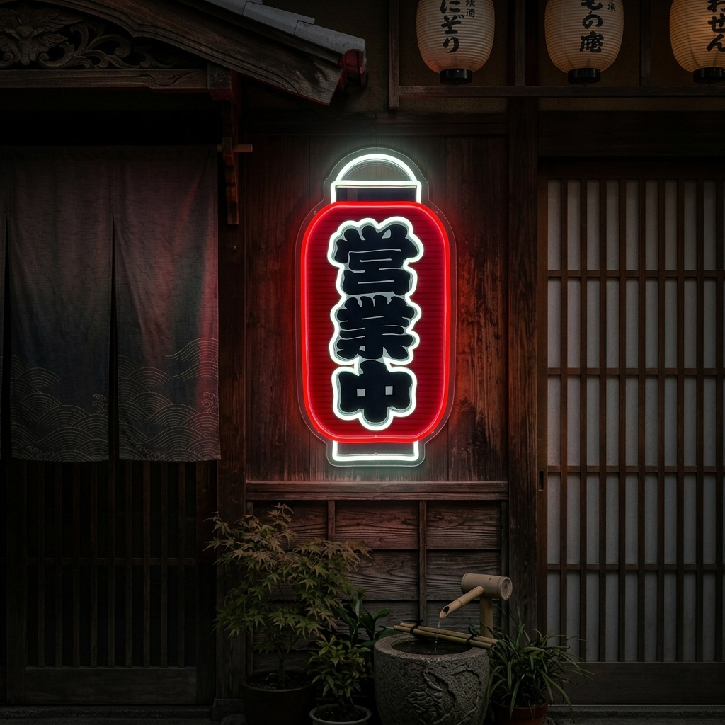 Kauppa on avoinna Neonkyltti, Japanilainen ravintola sisustus