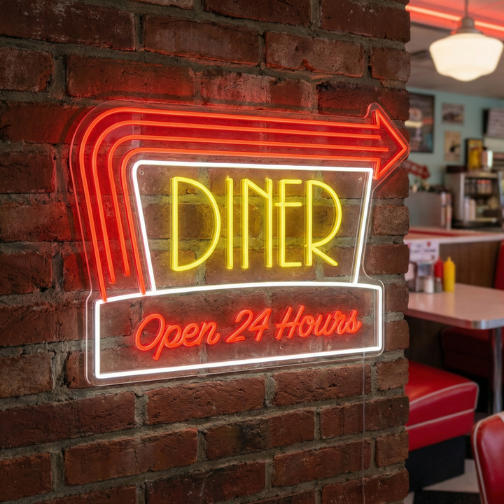 "Diner Open 24 Hours" Neonkyltti