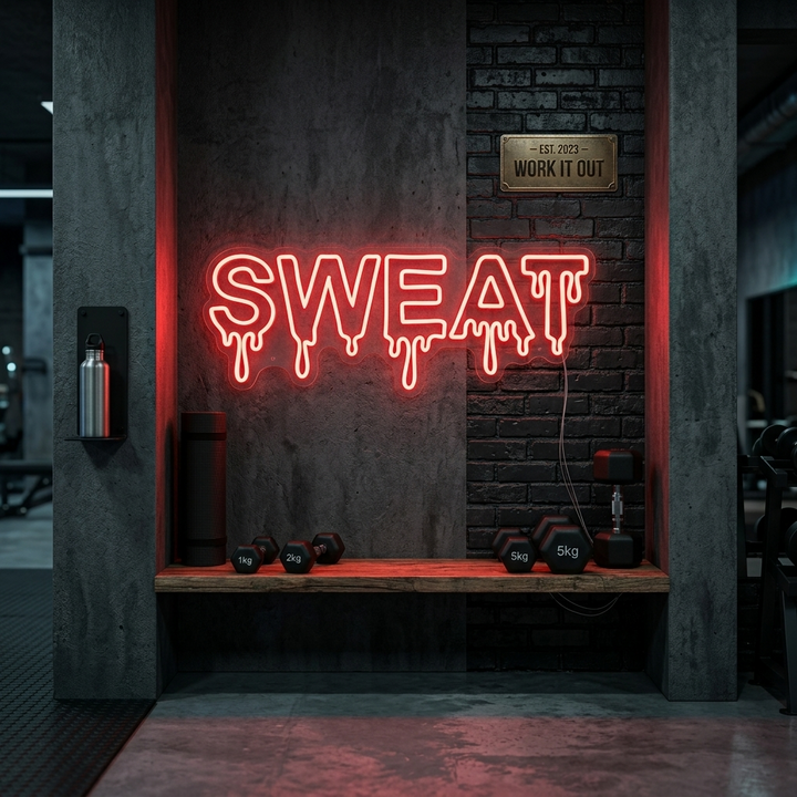 "Sweat" Neonkyltti