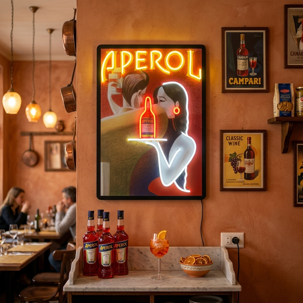 "Retro -aperolijuliste" UV-tulostettu LED-neonkyltti