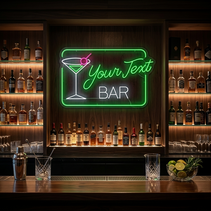 "Custom Cocktails Bar" Neonkyltti