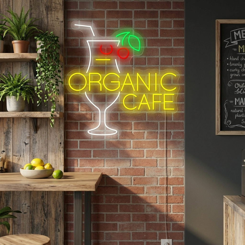 "Organic Cafe" Neonkyltti