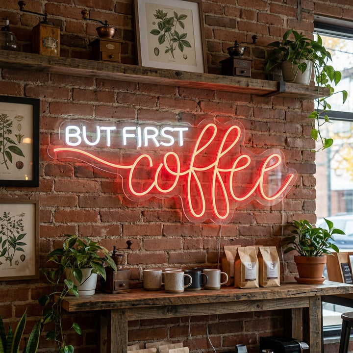 "But First Coffee" Neonkyltti